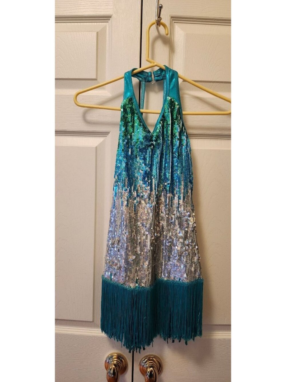 Weissman 9948 Vogue Drop Waist Sequin Fringe Dress Dance Costume Size MC 10/12